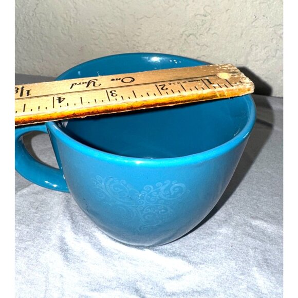 Room Essentials Blue Stoneware Mug 12 Oz Swirl Heart Design Dishwasher & Microwa - Picture 4 of 5